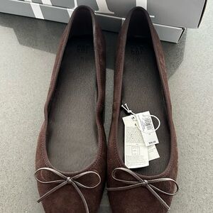 GAP Women's Brown Suede Ballet Flats - Chocolate Cake